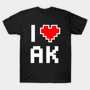 I Love Alaska - Pixel heart for Alaskan gamer T-Shirt